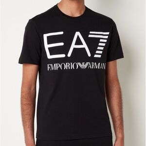 Emporio Armani Black Short Sleeve Tee with Minimalist Design